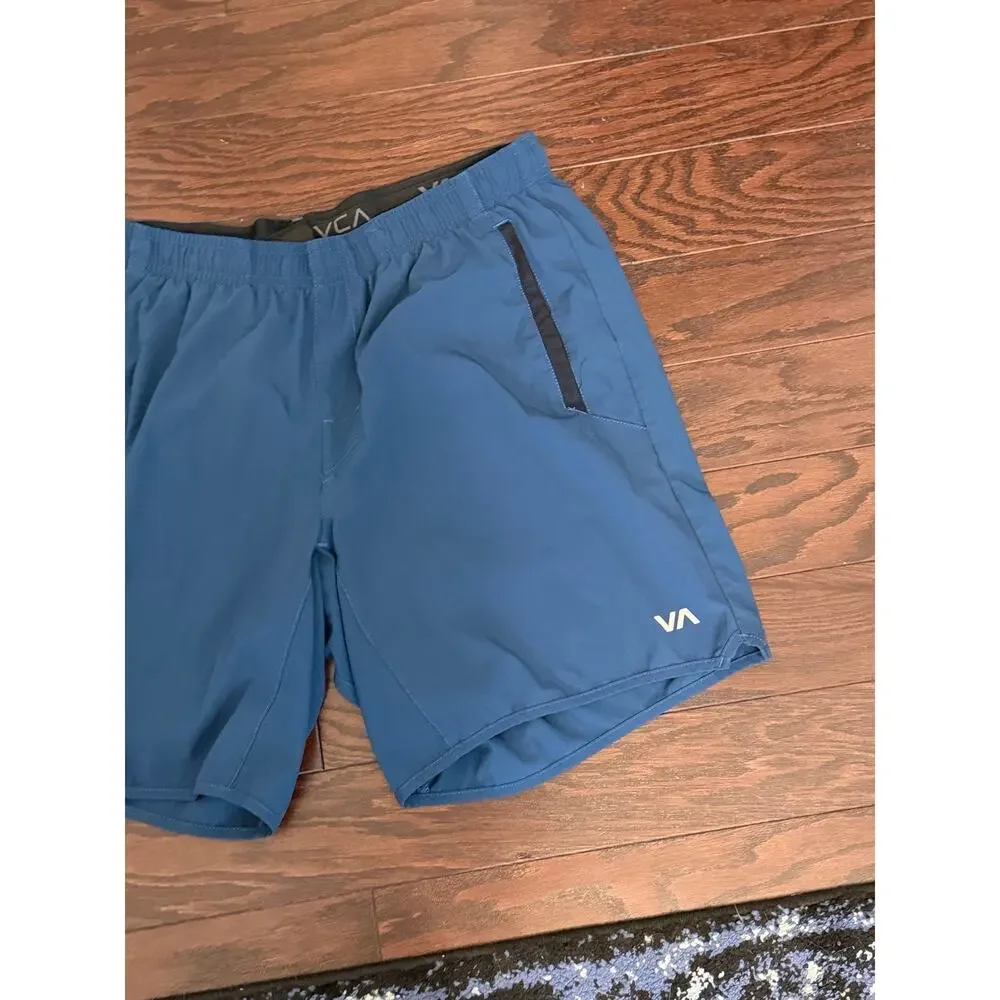 RVCA Men’s Athletic Performance Shorts Blue Size Medium